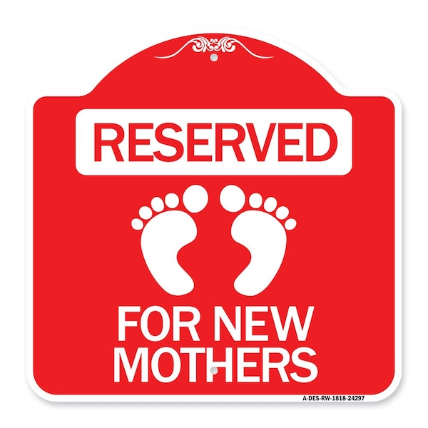 Blue Reserved Parking for New Mothers, Red & White Aluminum Sign, 18" x 18", RW-1818-24297